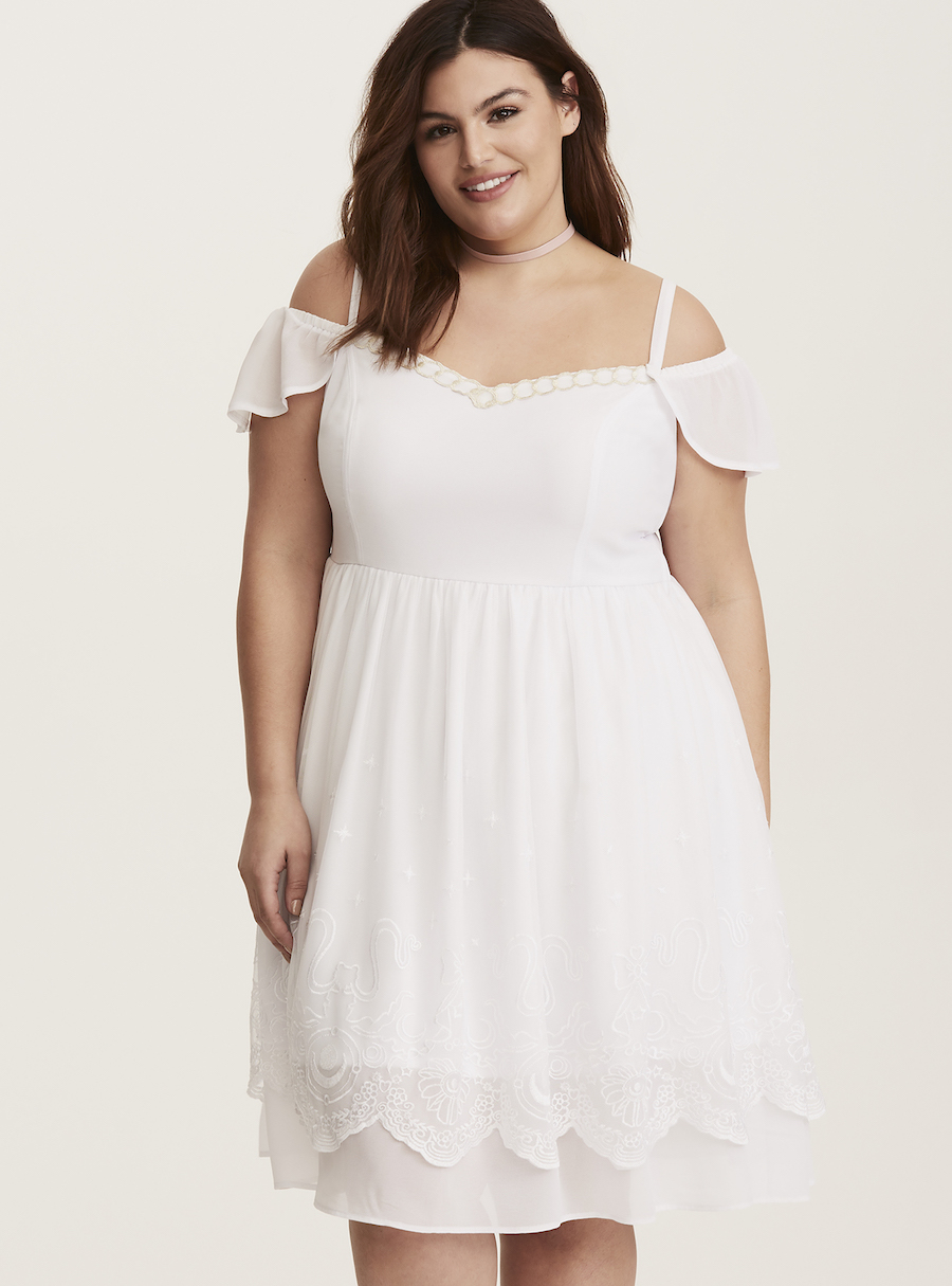 Cold shoulder dress. Photo credit: Torrid